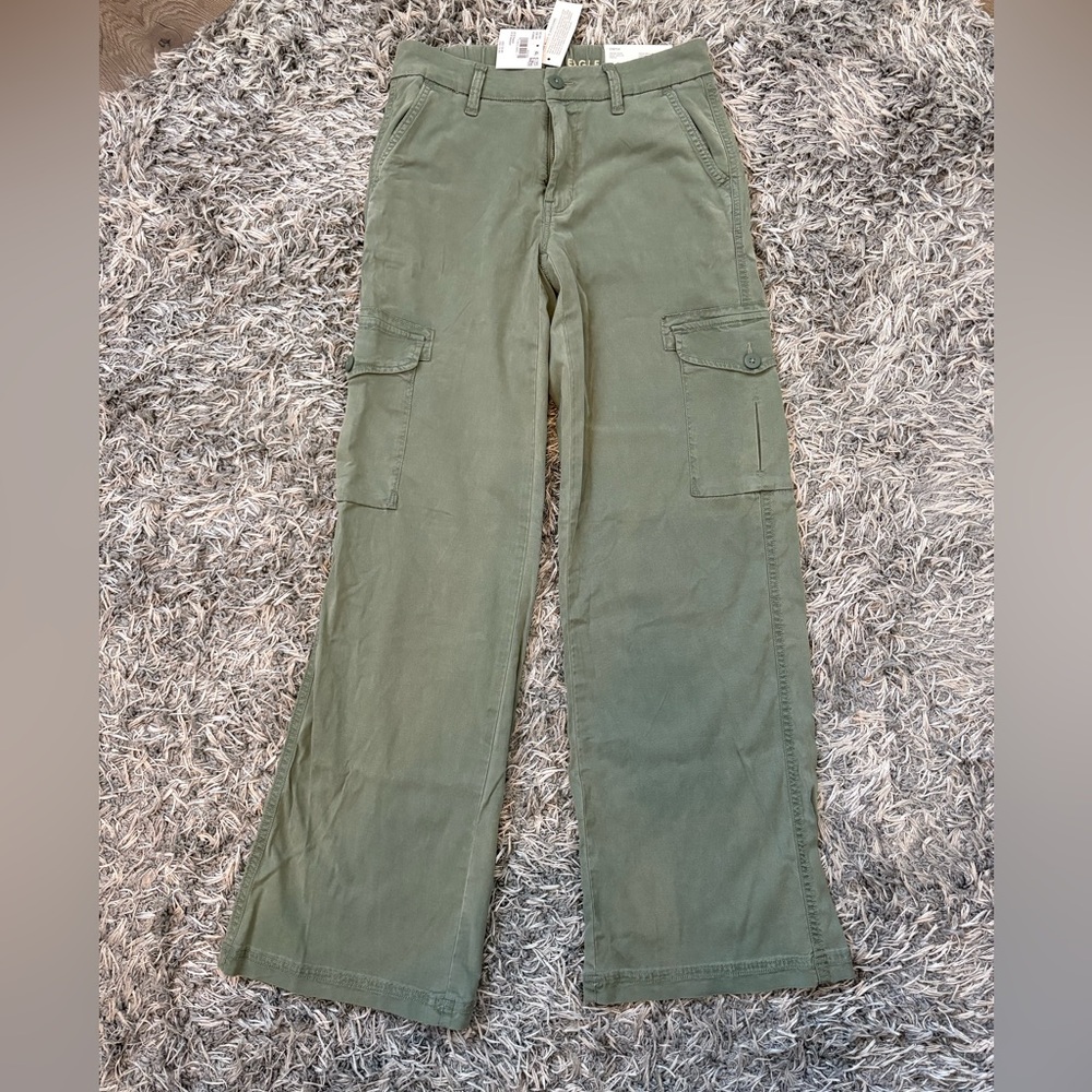 American Eagle Dreamy Drape Baggy Wide Leg Pants - Size 00 Regular - Sage Green